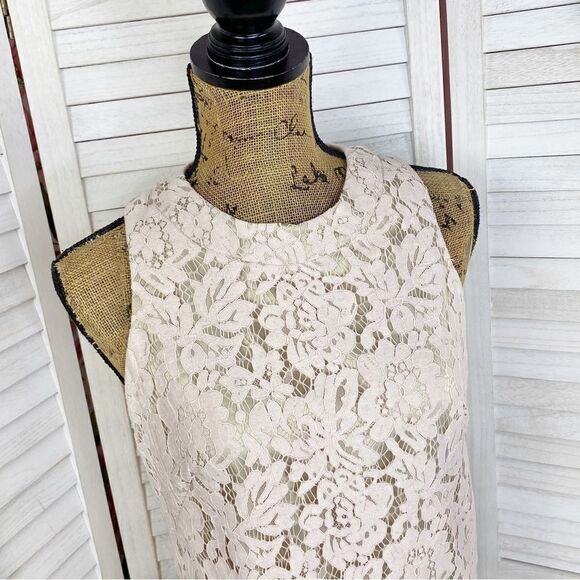 Vince Camuto Floral Lace Open Back Halter Shift Party Dress Blush Pink 4 - Picture 5 of 14